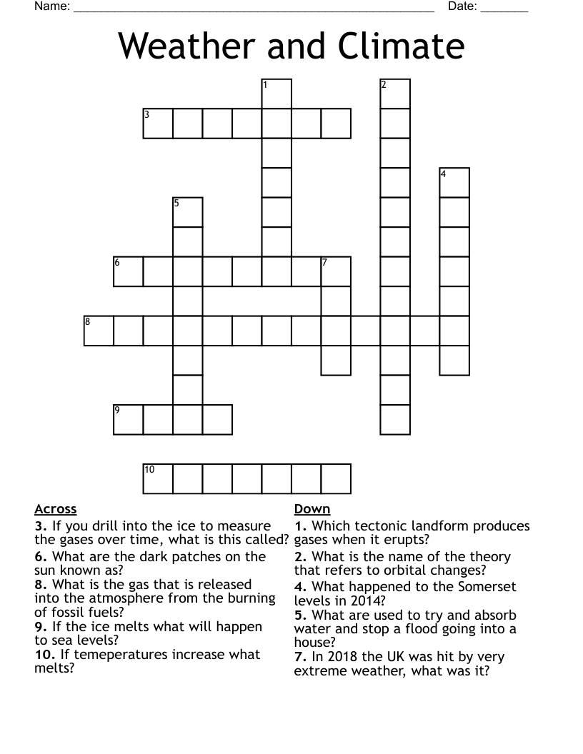 Weather and Climate  Crossword