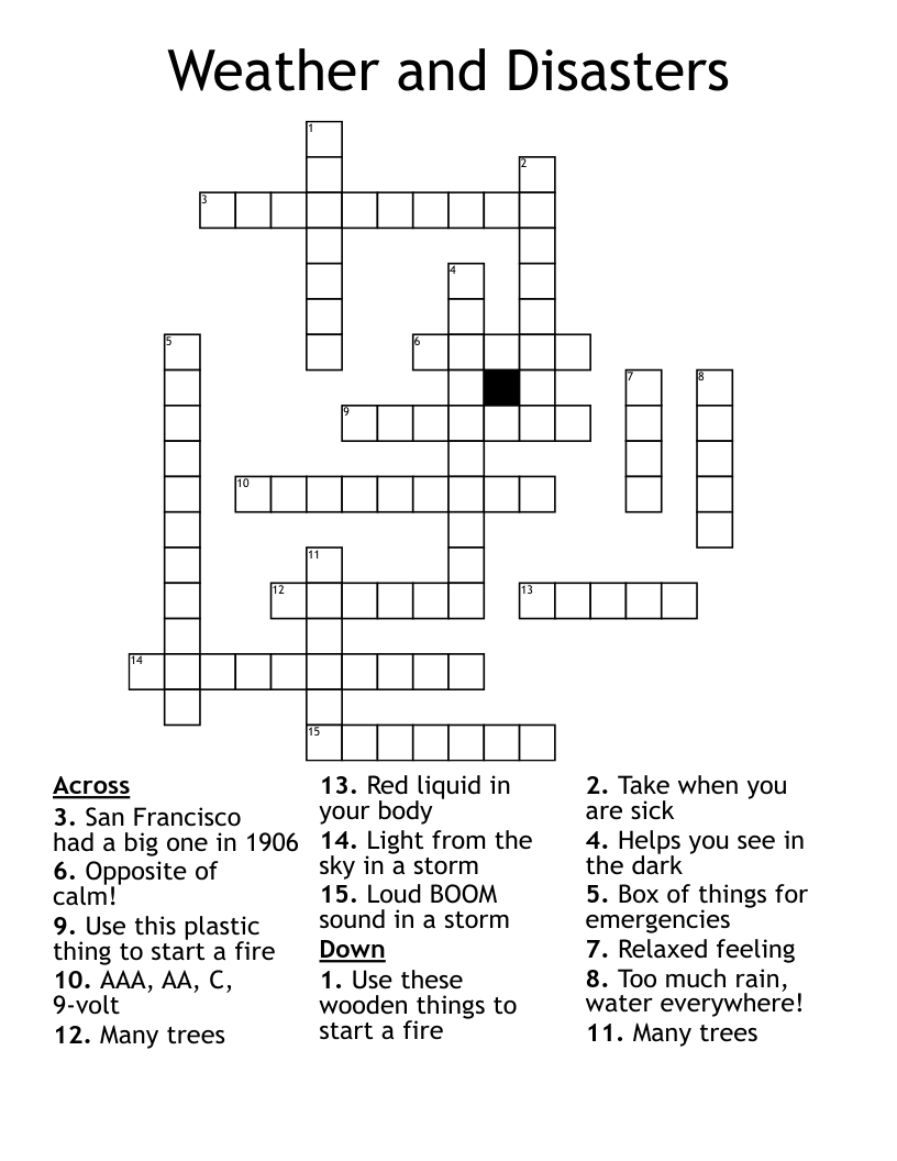 Weather and Disasters Crossword