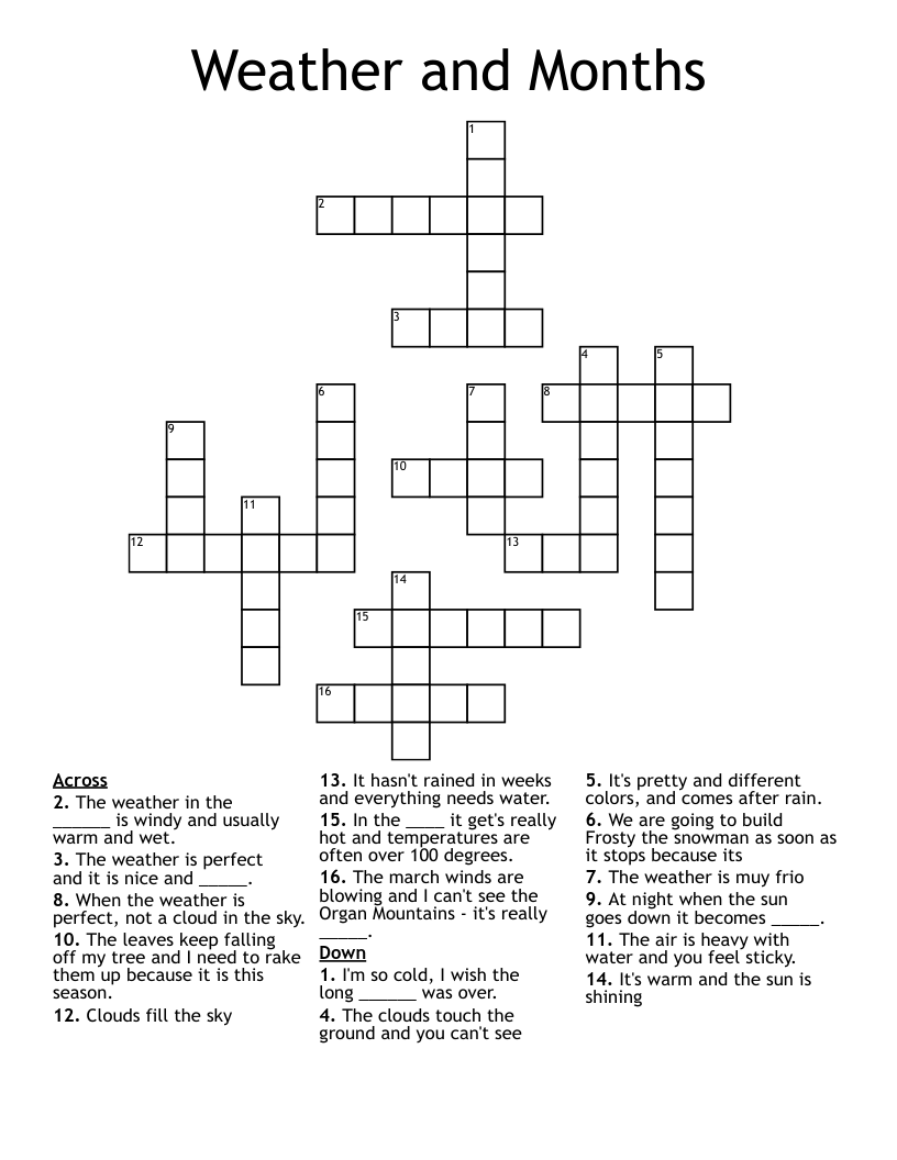 Weather and Months Crossword