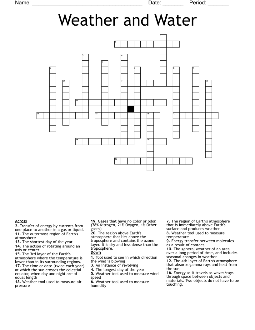 Weather and Water Crossword