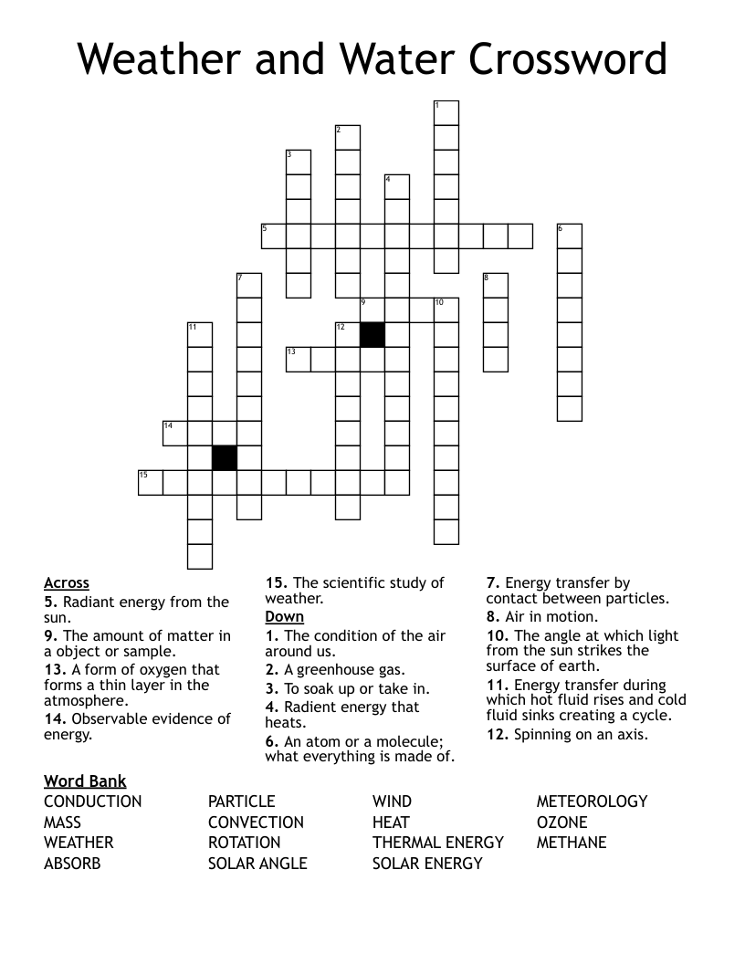 Weather and Water Crossword