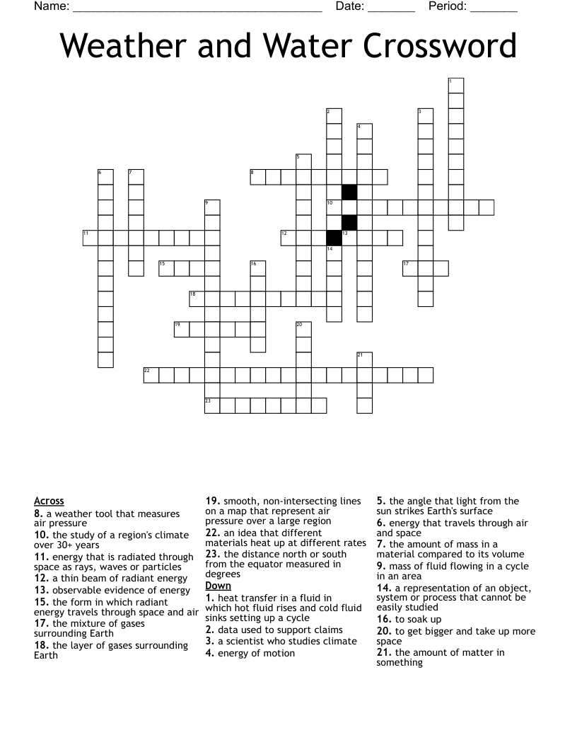 Weather and Water Crossword