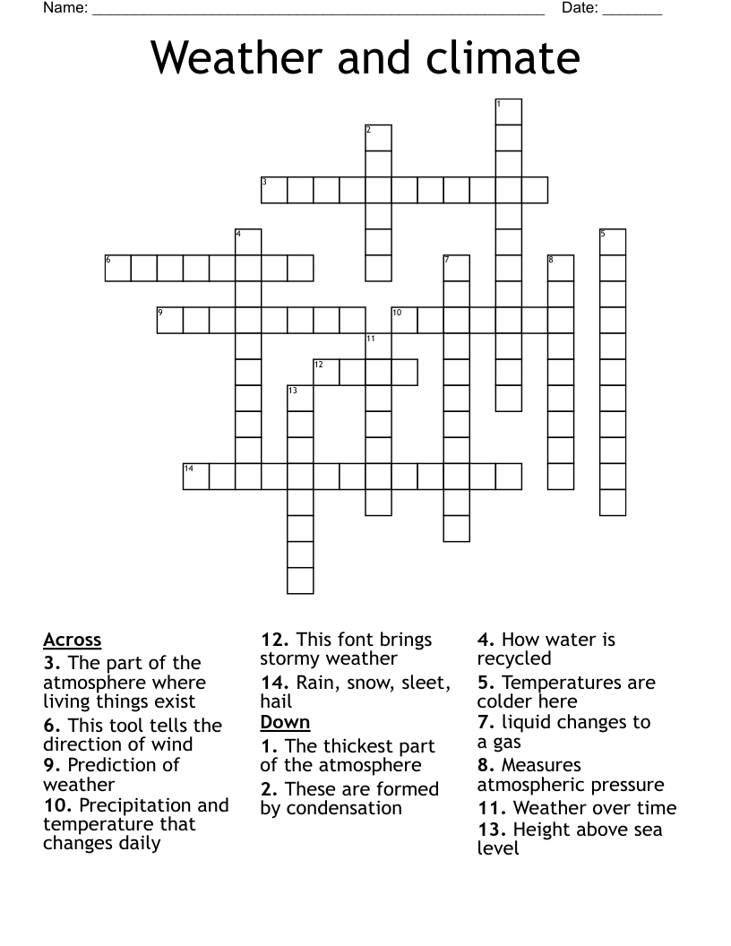 Weather and climate Crossword