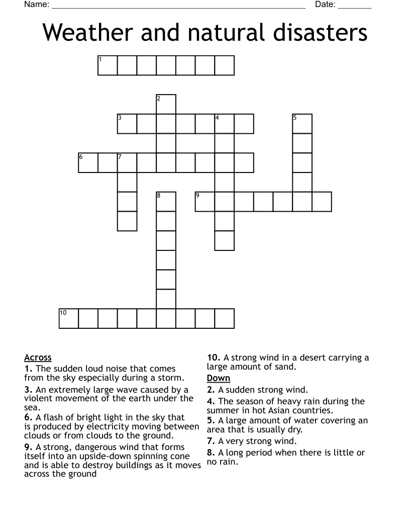 Weather and natural disasters Crossword