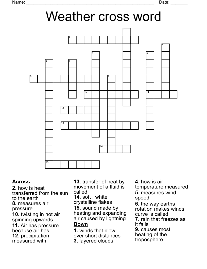 Weather cross word 