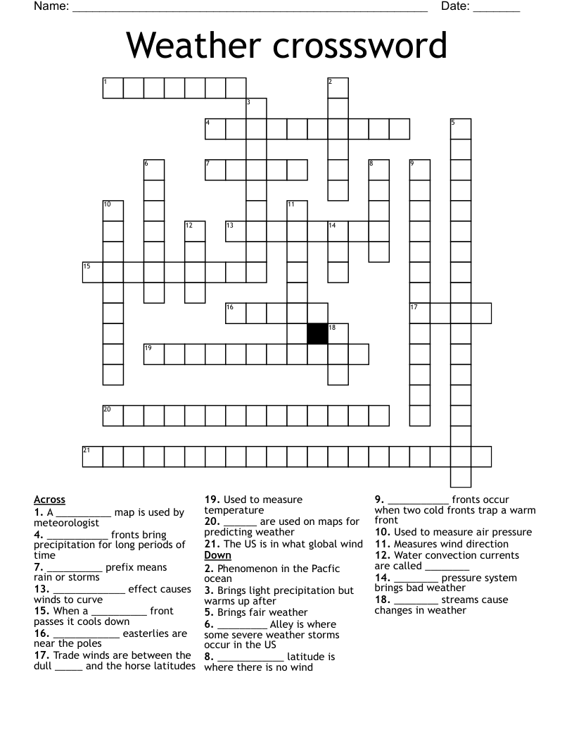 Weather crosssword Crossword
