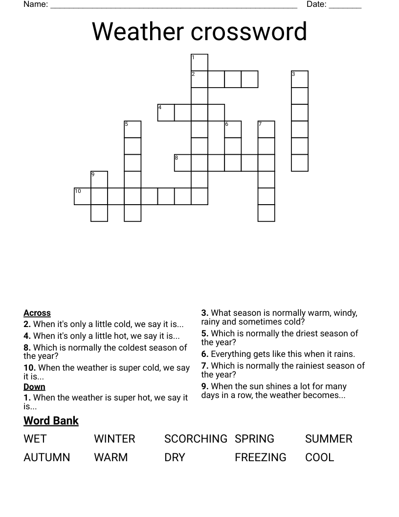 Weather crossword