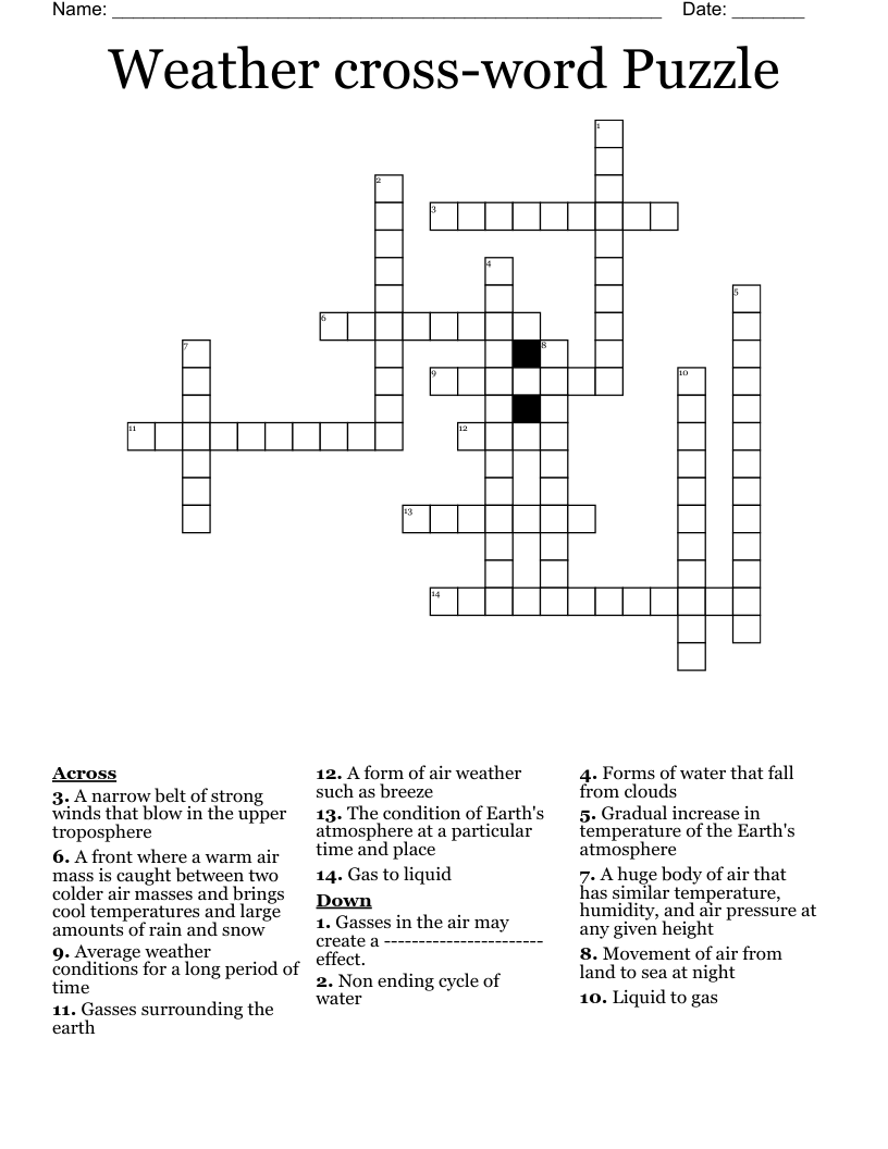 Weather cross-word Puzzle Crossword