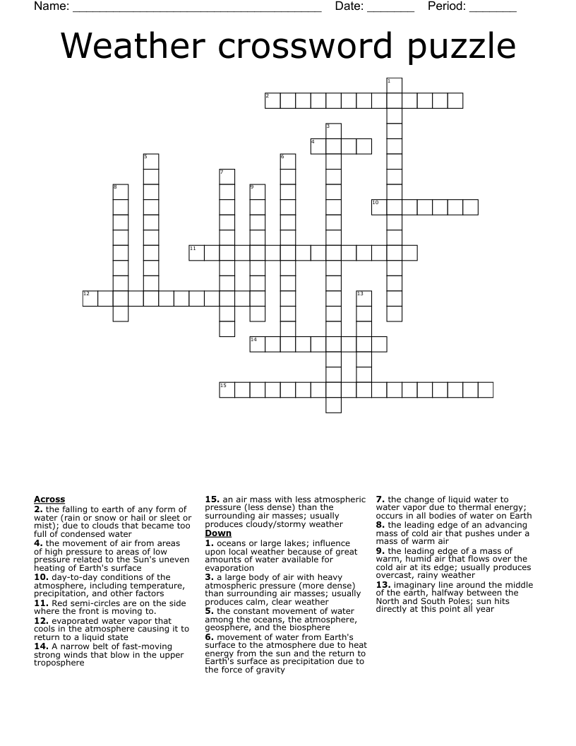 Weather crossword puzzle