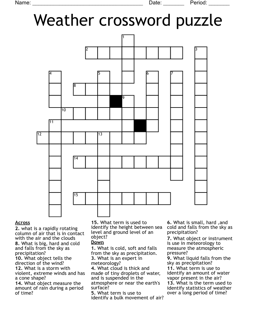 Weather crossword puzzle