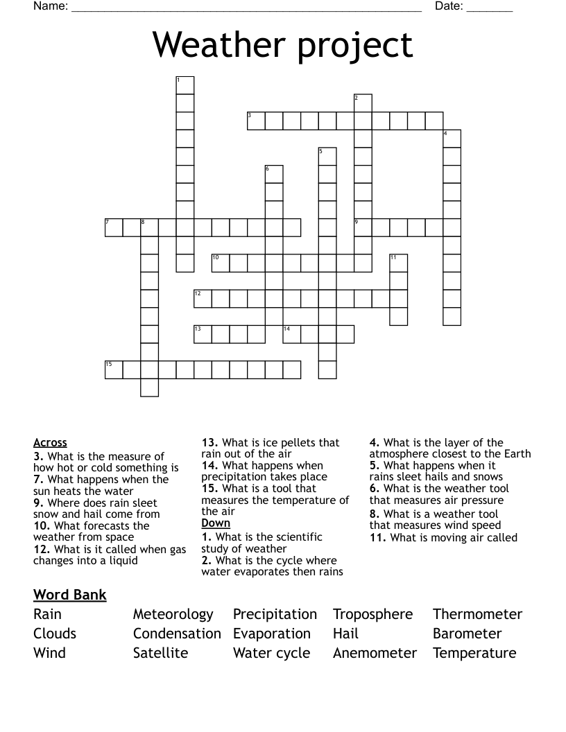 Weather project Crossword
