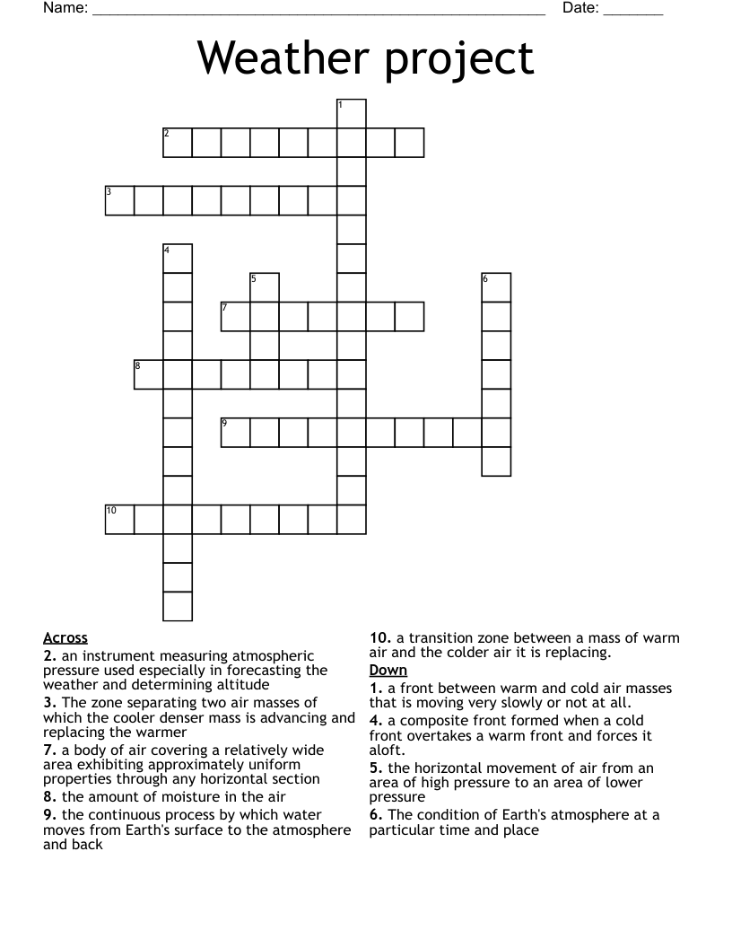 Weather project Crossword