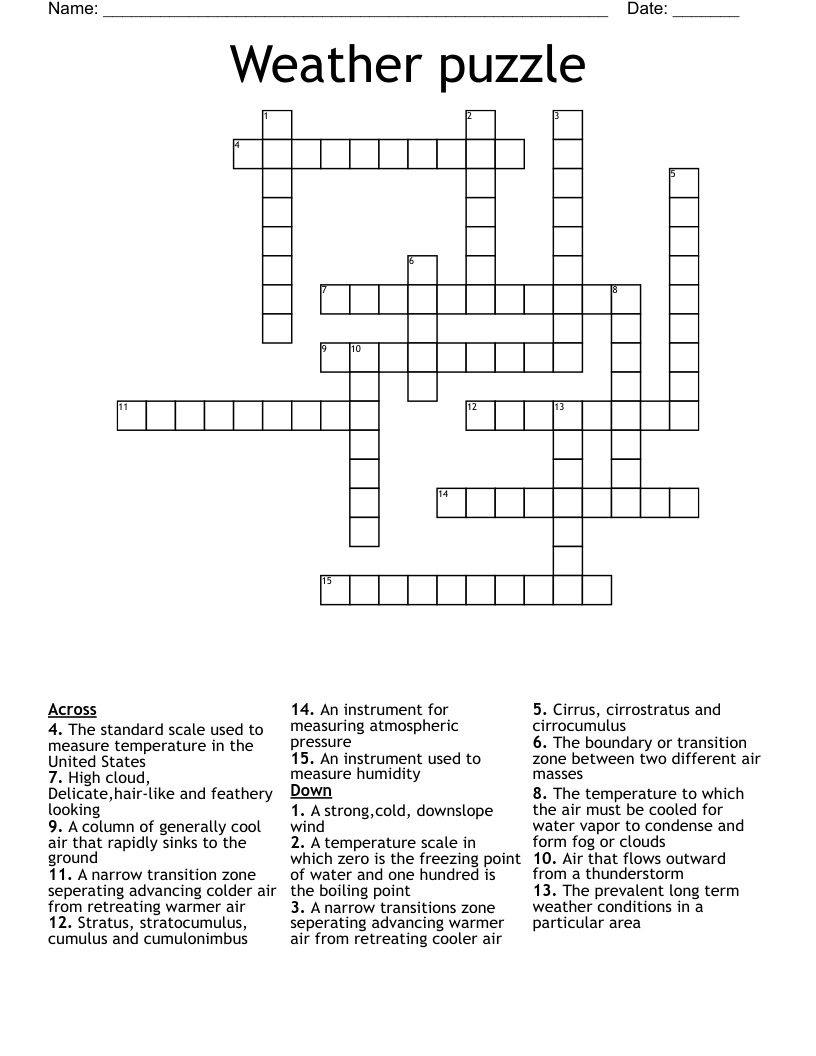 Weather puzzle Crossword
