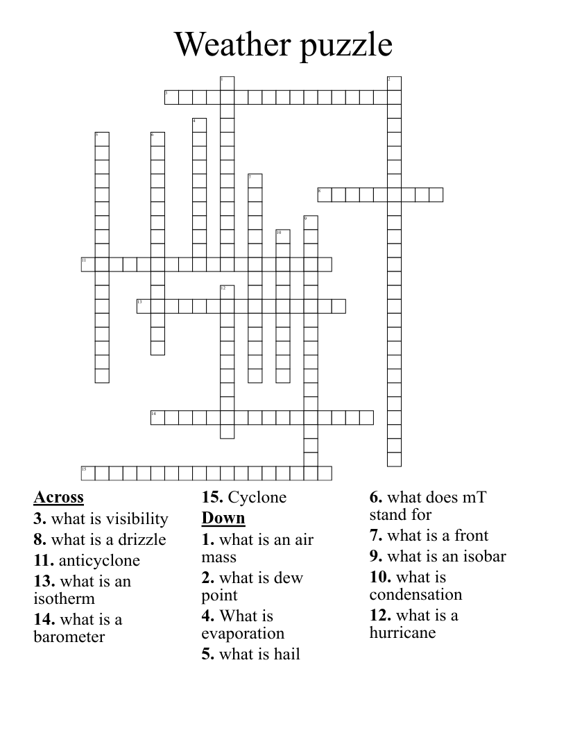 Weather puzzle Crossword