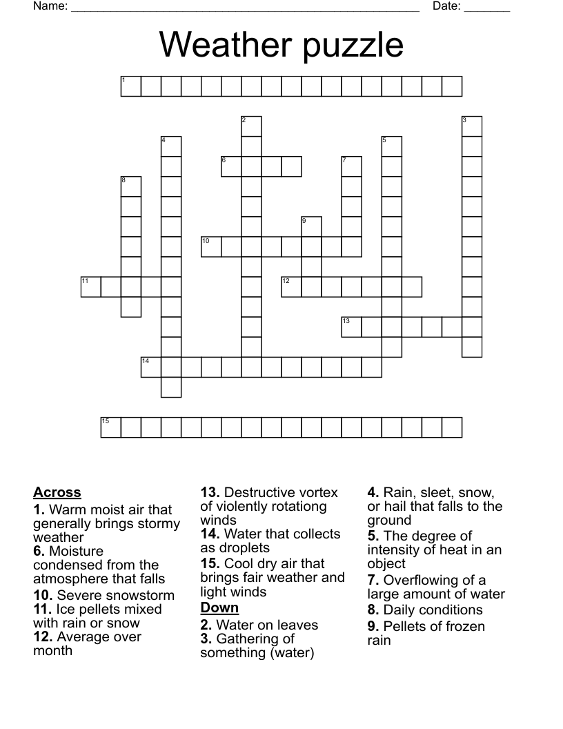 Weather puzzle Crossword
