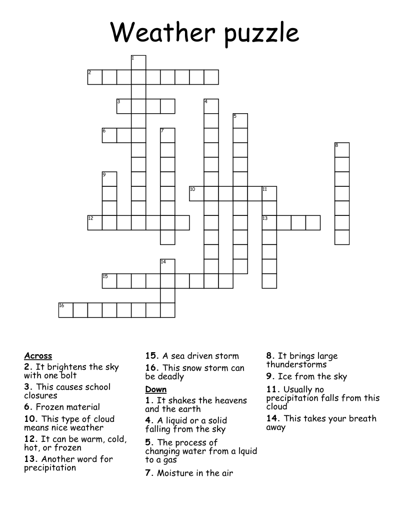 Weather puzzle Crossword