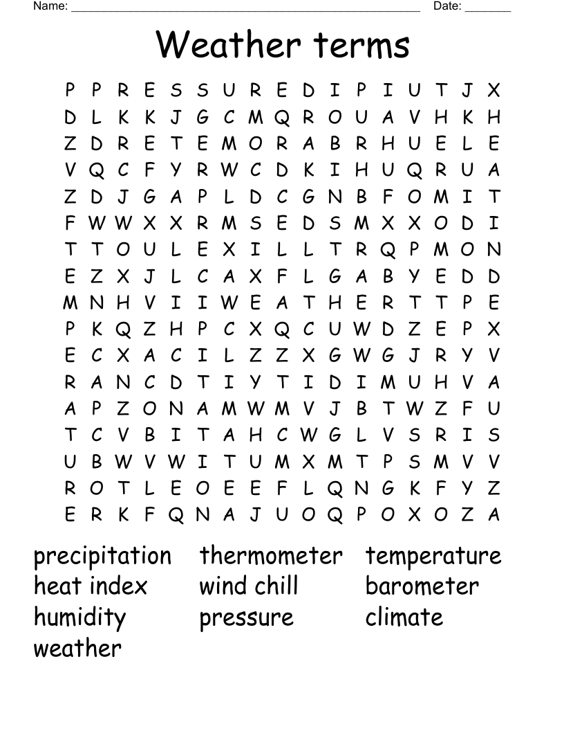 Weather terms Word Search