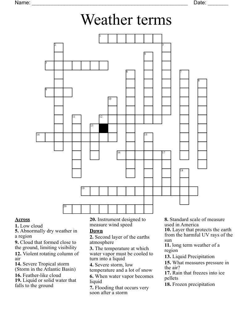 Weather terms Crossword