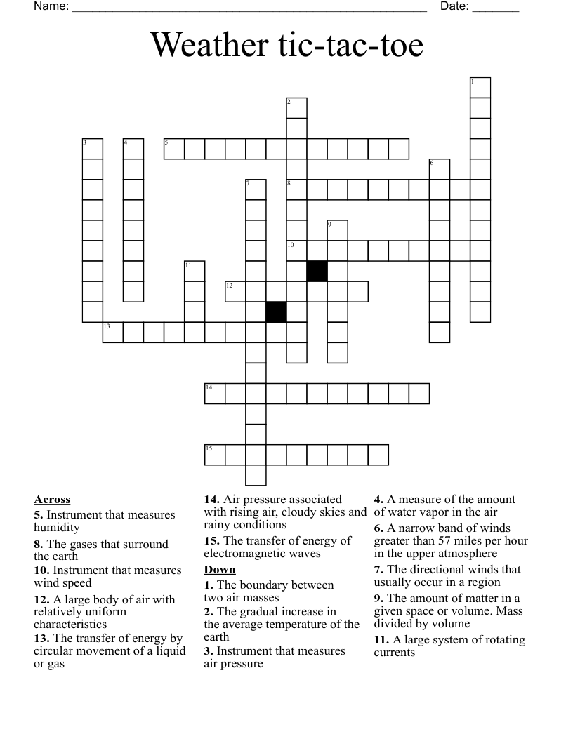 Weather tic-tac-toe Crossword