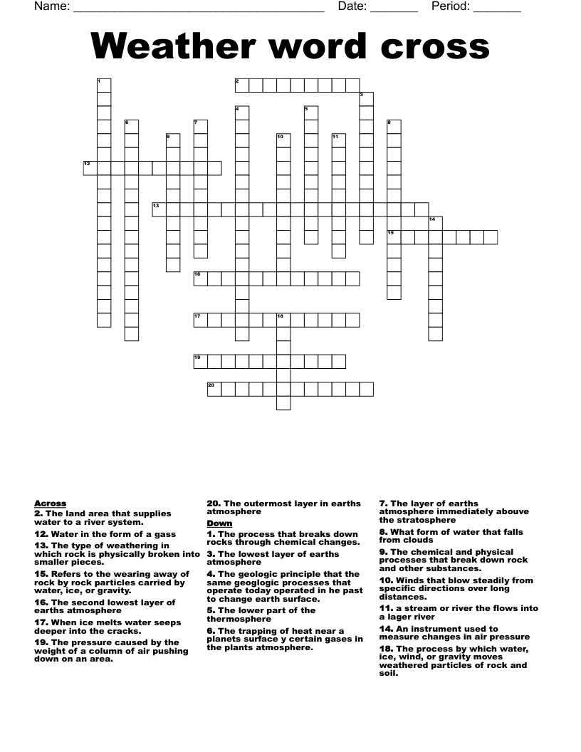 Weather word cross Crossword