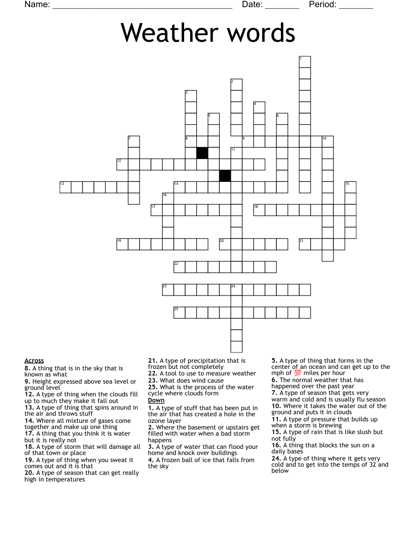 Weather words Crossword