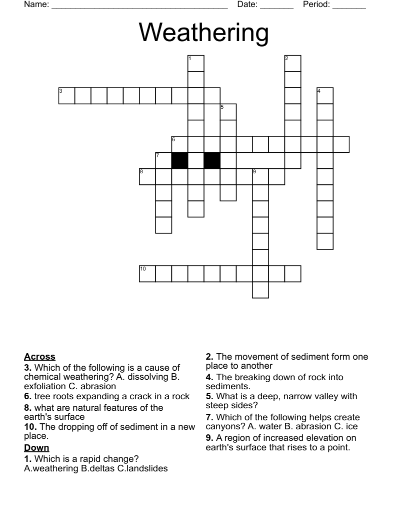 Weathering Crossword