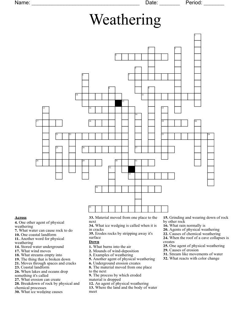 Weathering Crossword