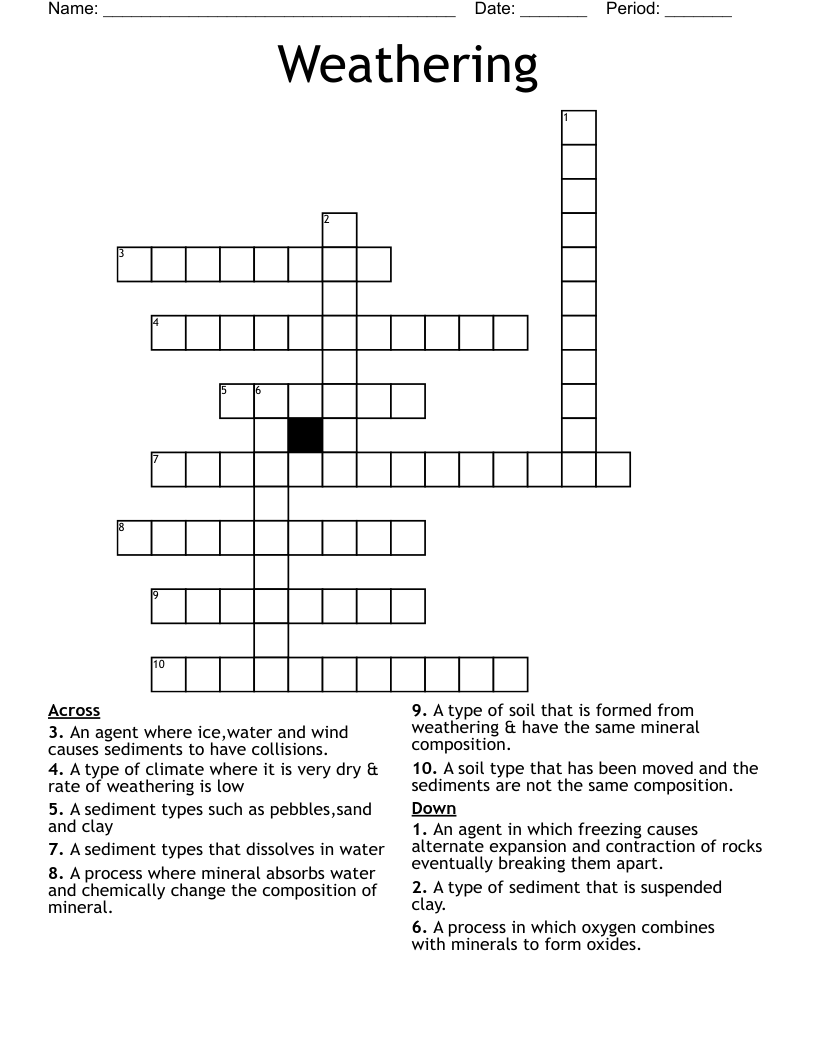 Weathering Crossword