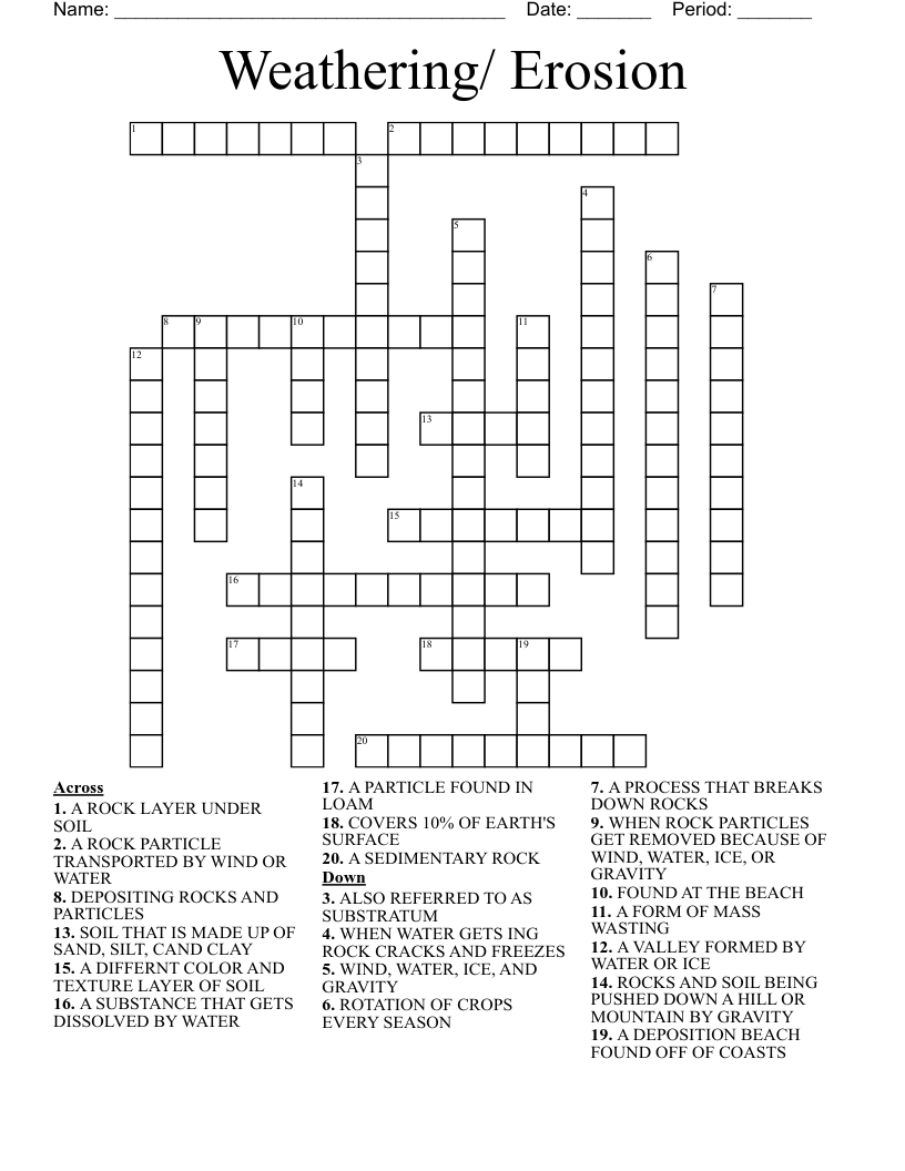 Weathering/ Erosion Crossword