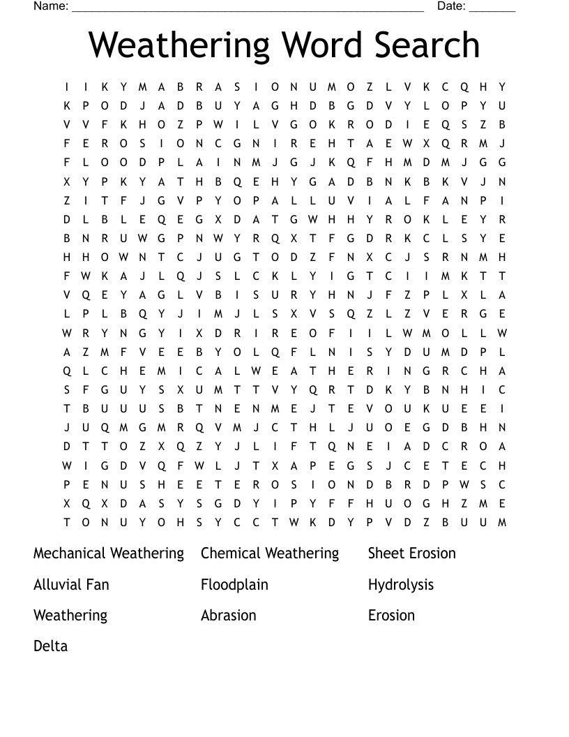 Weathering Word Search