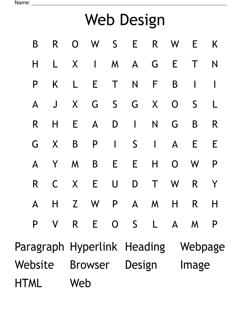 Web Design Word Search