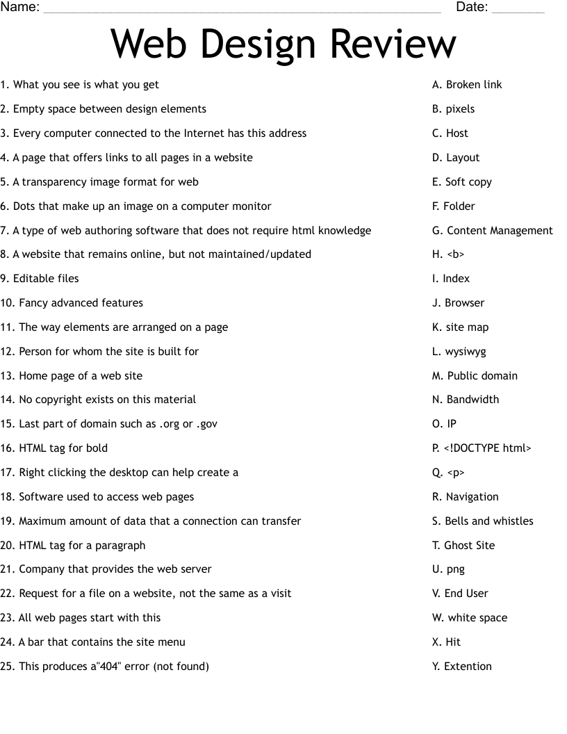 Web Design Review Worksheet