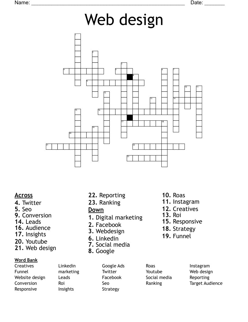 Web design Crossword