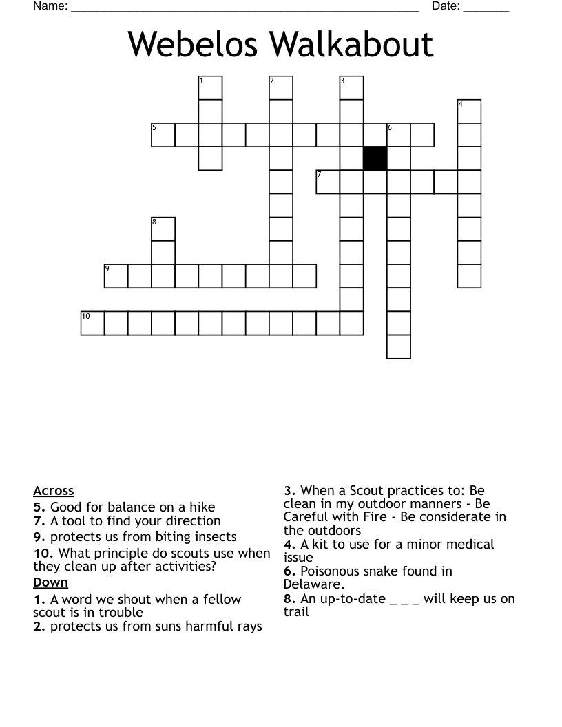 Webelos Walkabout Crossword