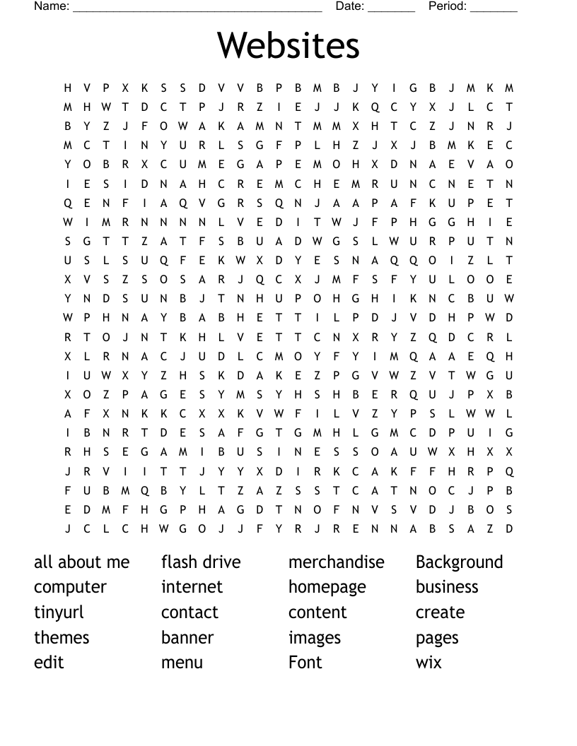 Websites Word Search