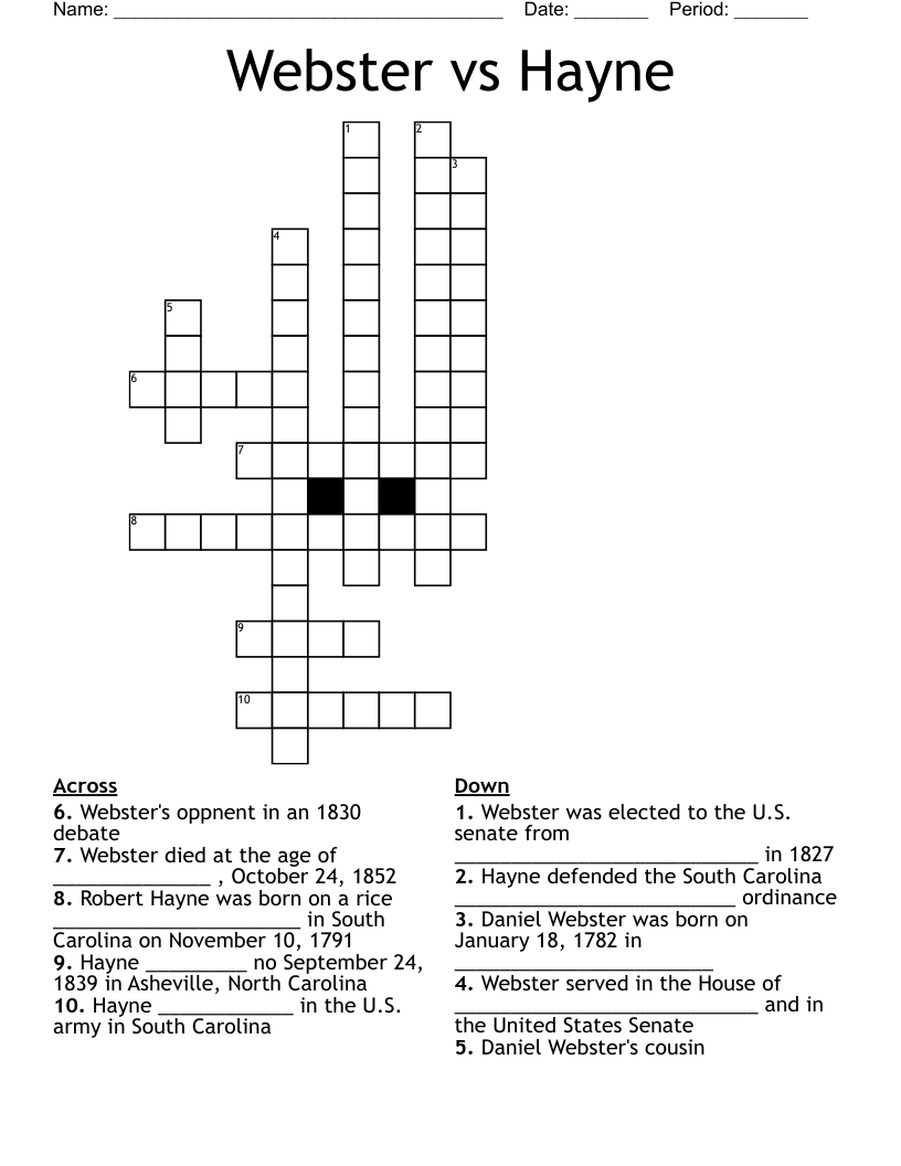 Webster vs Hayne Crossword