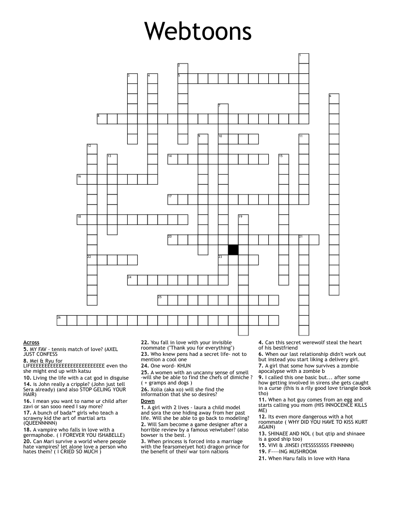 Webtoons  Crossword