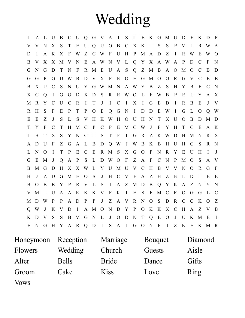 Wedding Word Search
