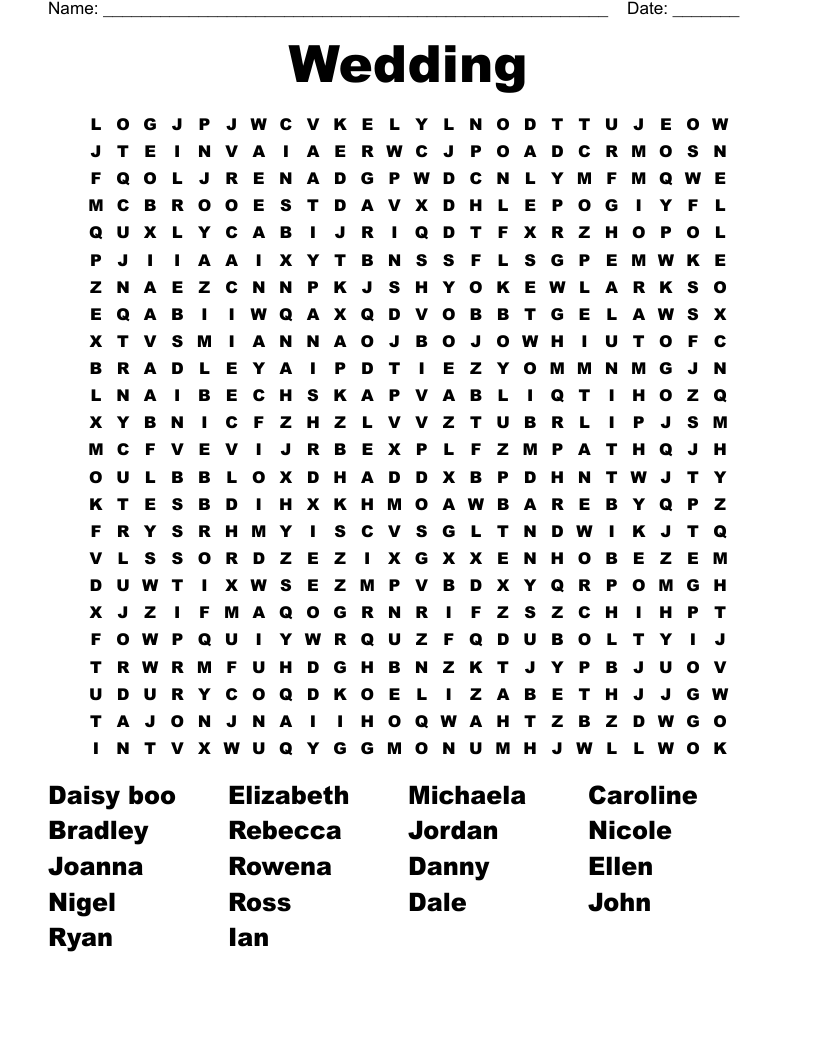 Wedding Word Search