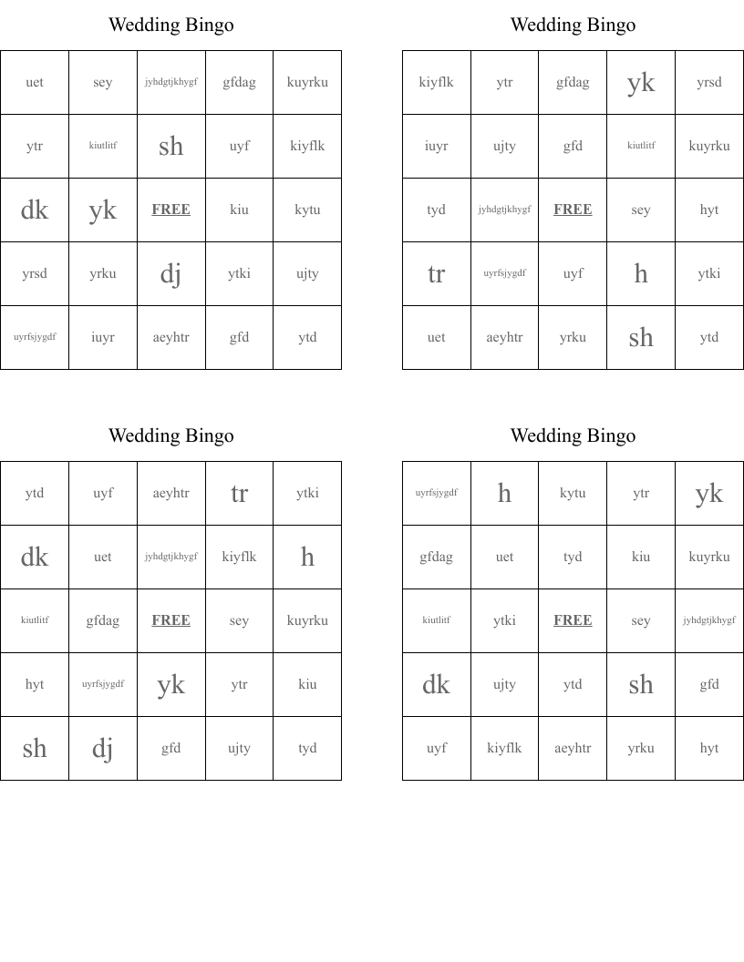 Wedding Bingo