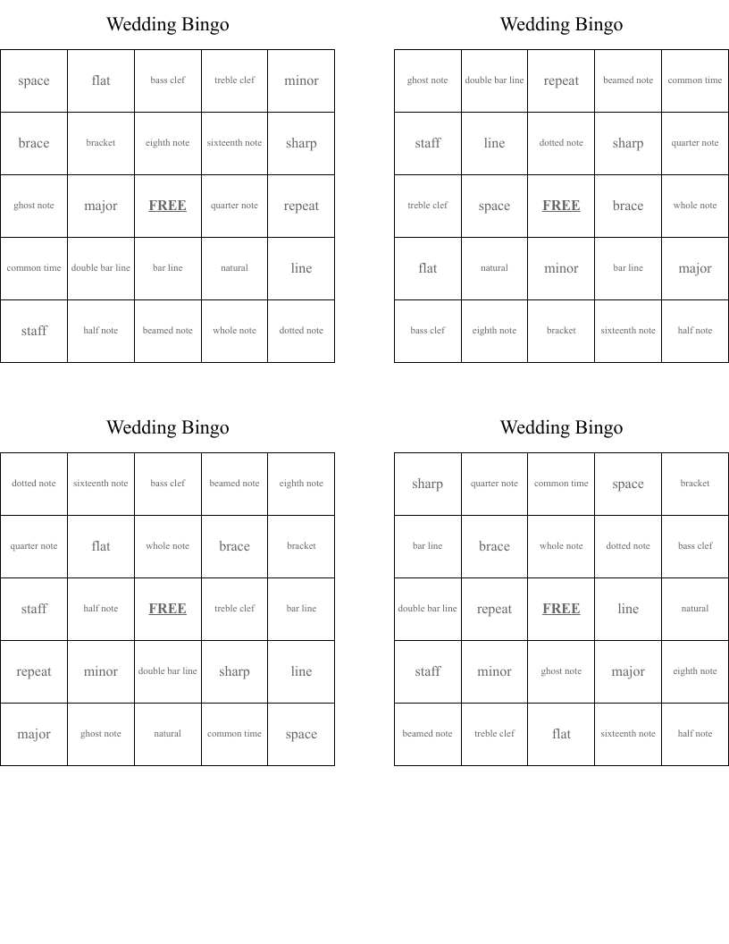 Wedding Bingo