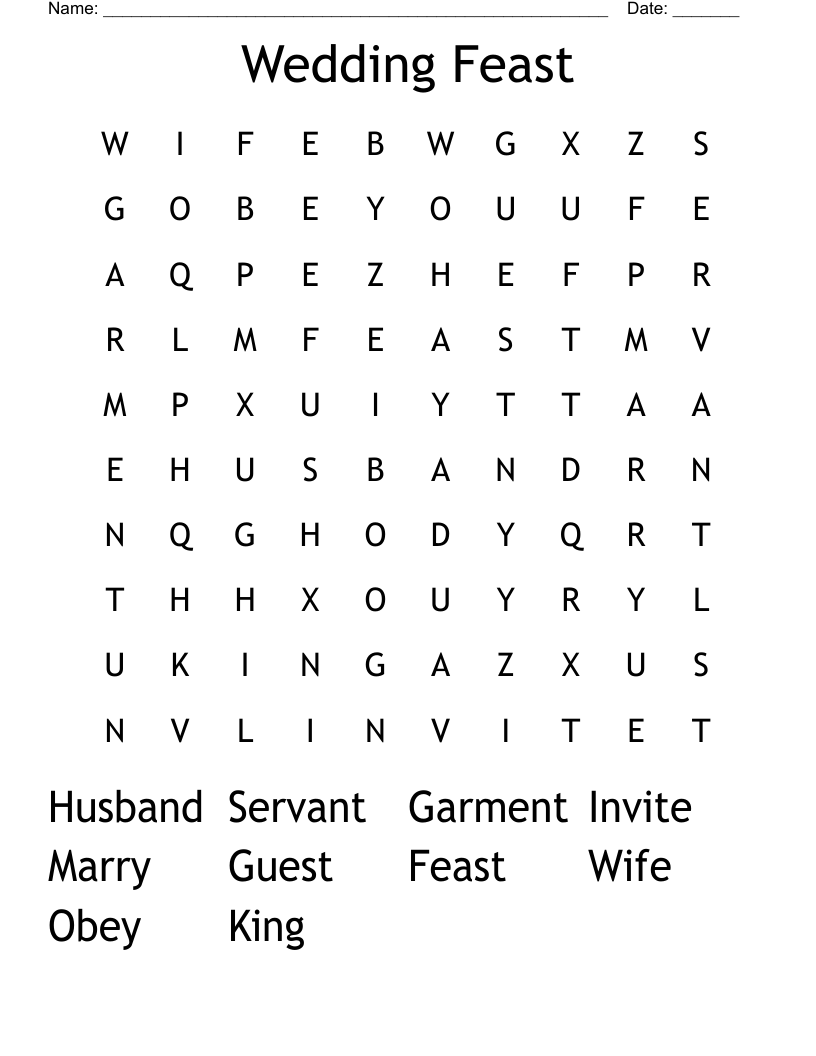 Wedding Feast Word Search