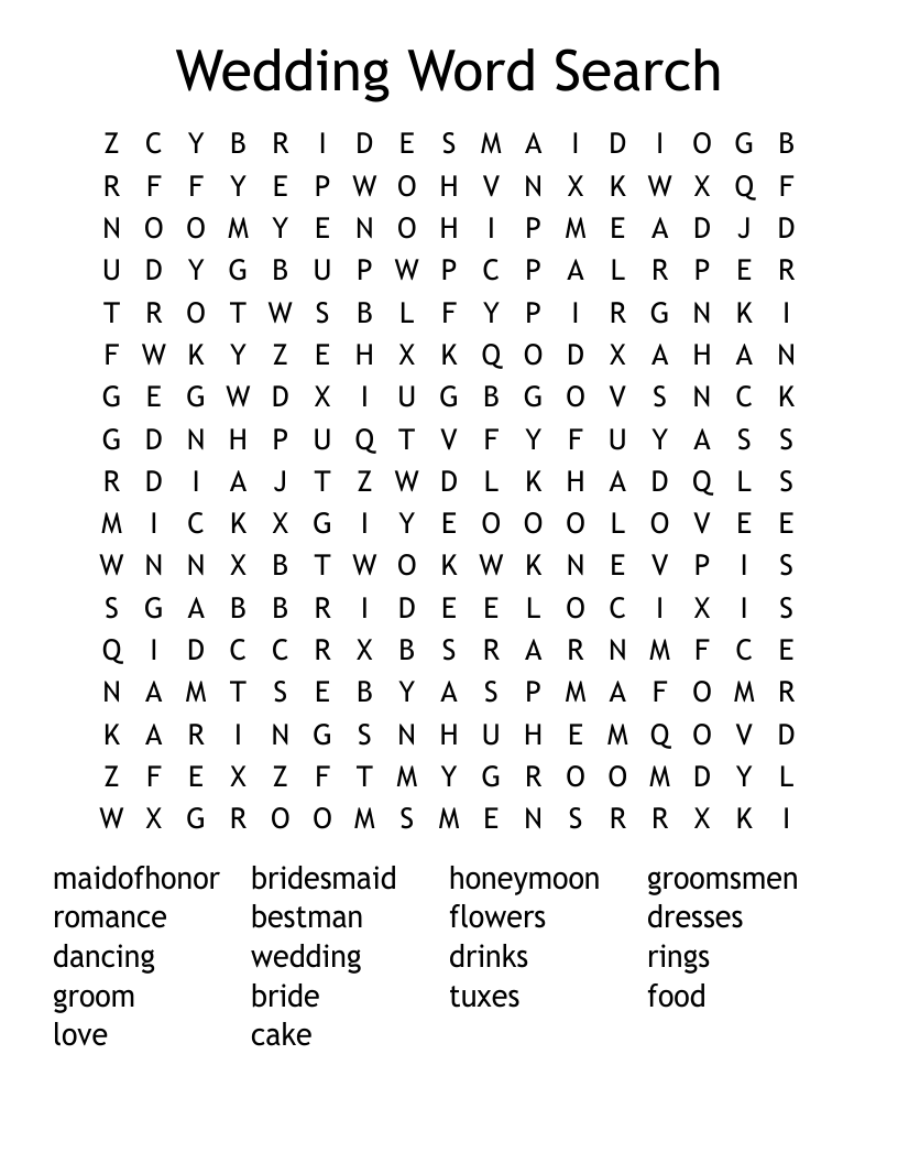 Wedding Word Search