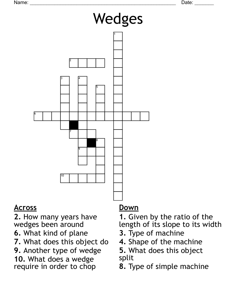 Wedges Crossword