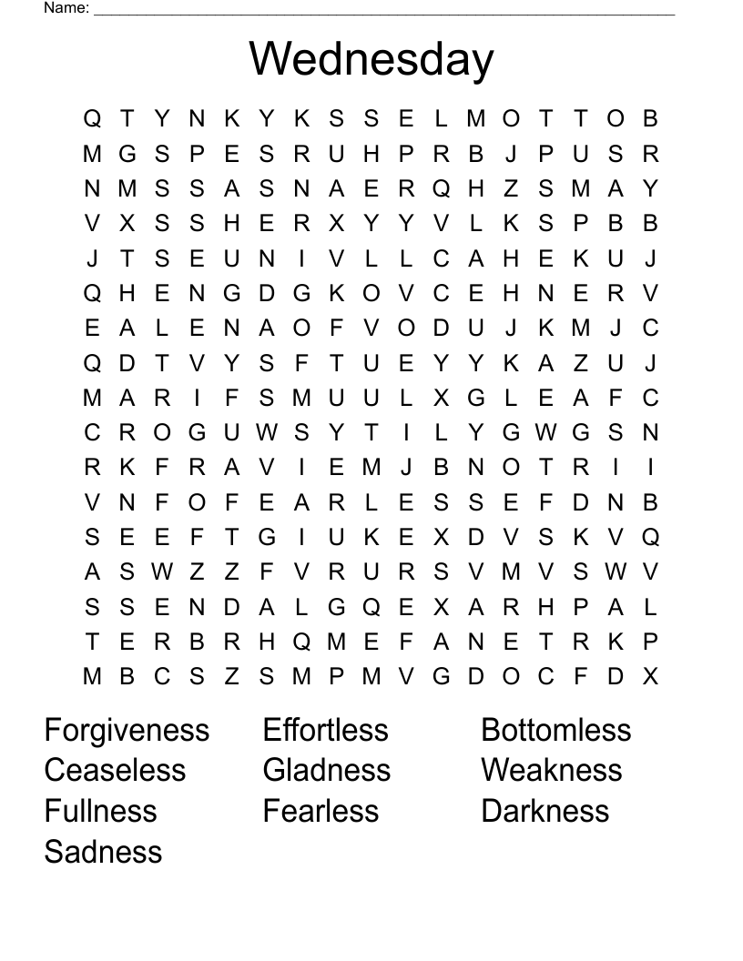 Wednesday Word Search