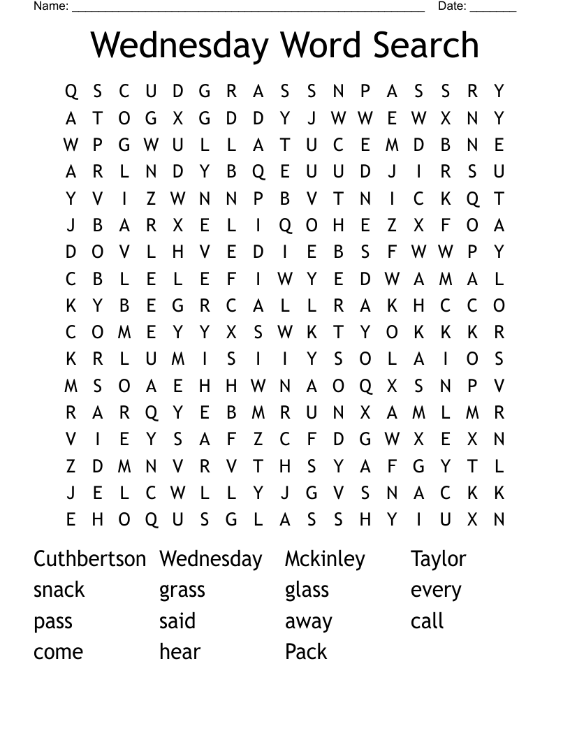Wednesday Word Search