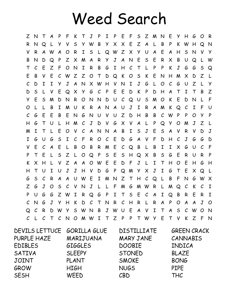 Weed Search Word Search