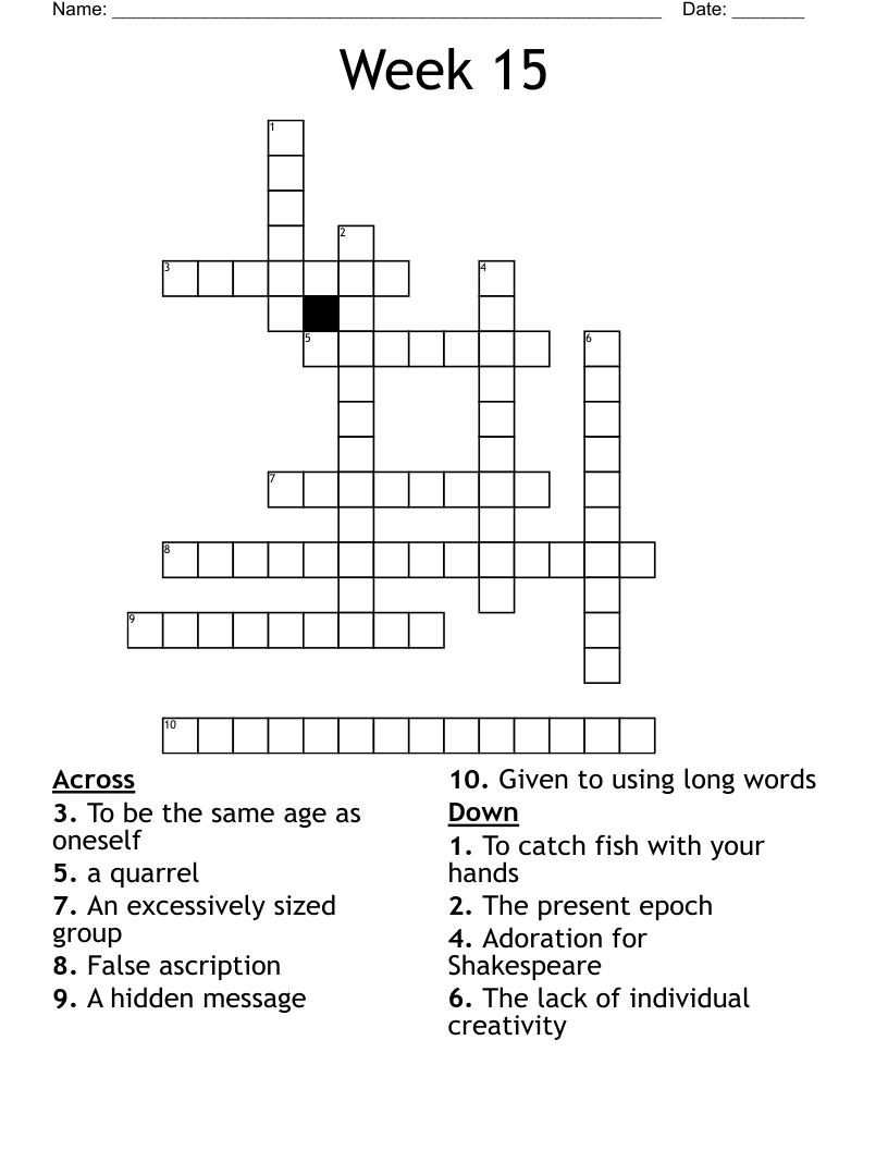 Week 15 Crossword