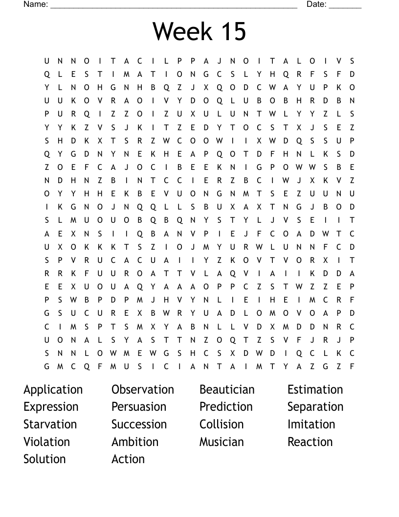Week 15 Word Search