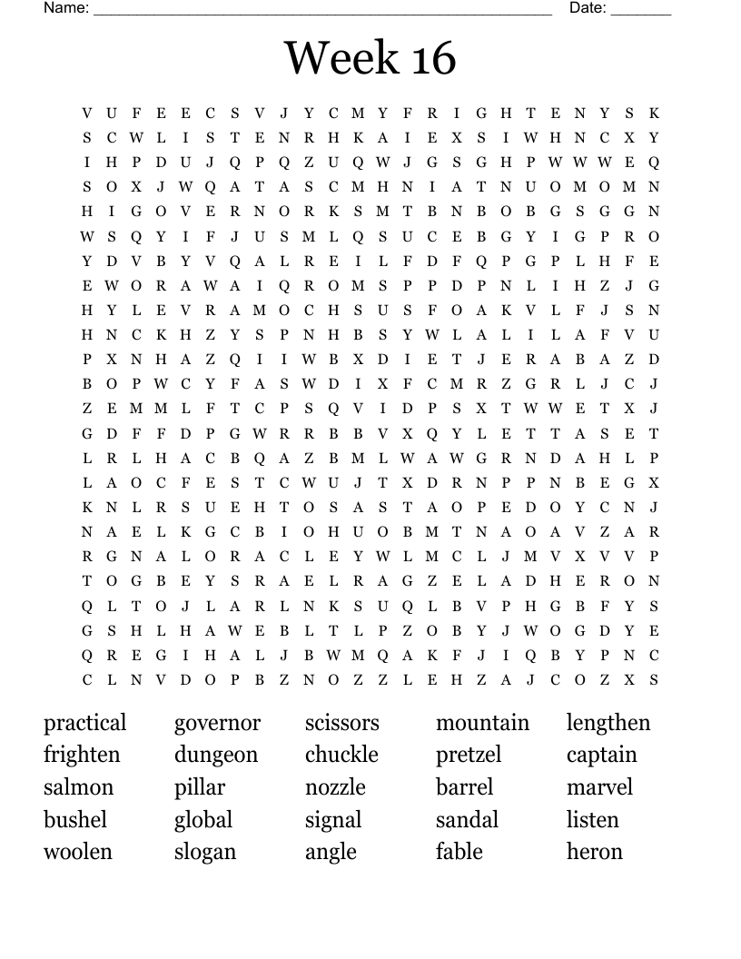 Week 16 Word Search